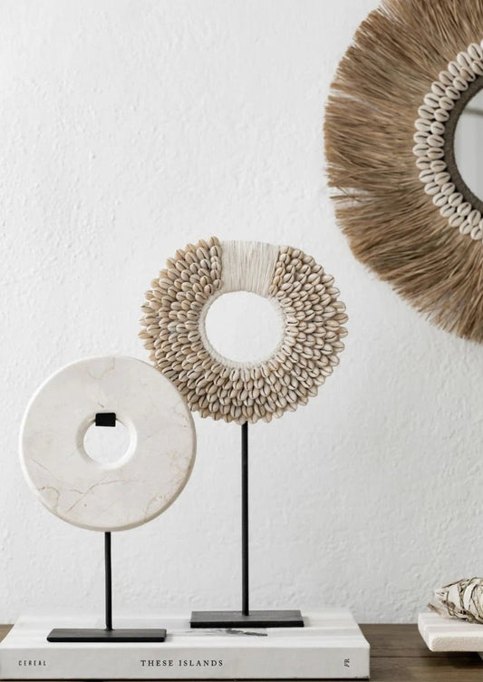 Circular Marble Stand in Biege