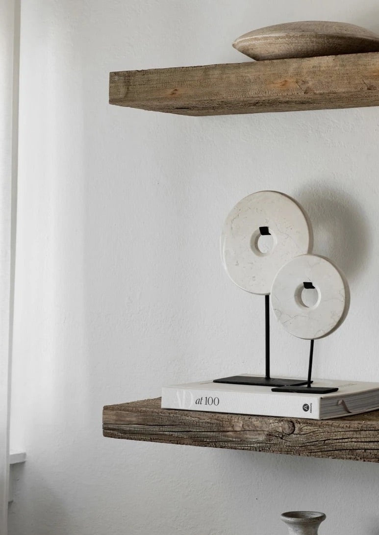 Circular Marble Stand in Biege