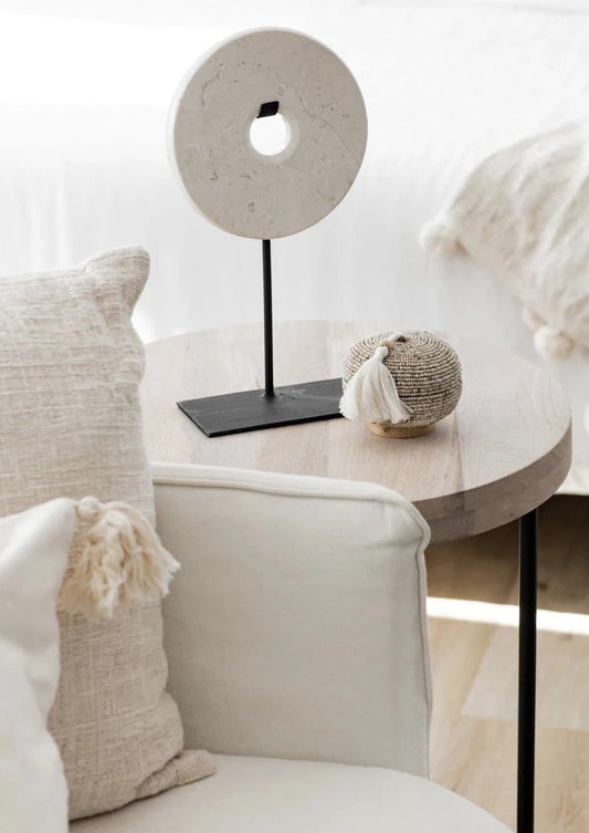 Circular Marble Stand in Biege
