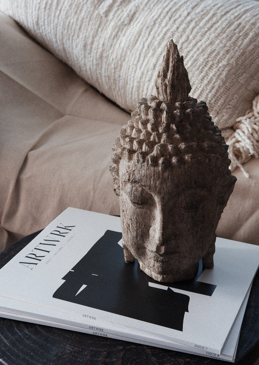 Carved Buddha Head Sculpture
